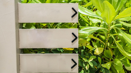 Wooden sign in garden