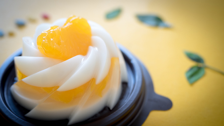 Orange jelly and coconut milkの写真素材