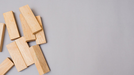 wood block game on gray background copy spaceの写真素材