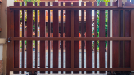 Wooden fence battens backgroundの写真素材