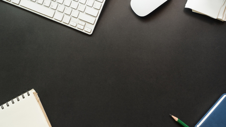 workspace desk copy space background  blackの写真素材