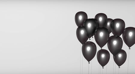 black Balloons in isolated White Backgroundの写真素材