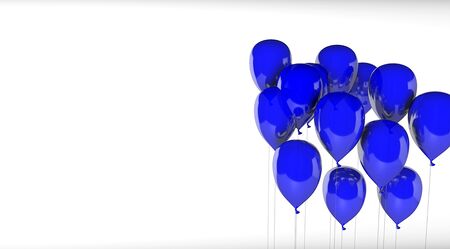 blue balloons group isolated White Backgroundの写真素材