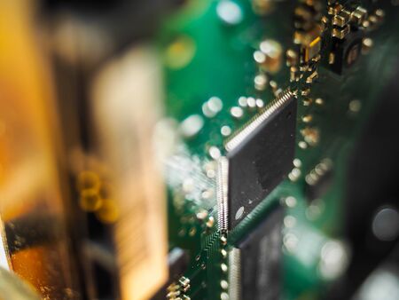 Computer Processing Unit on Mainboard Microcontroller close upの写真素材