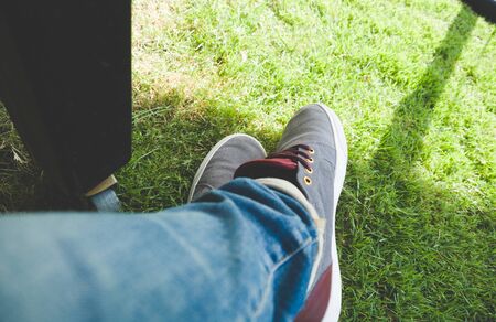 Shoes relaxation in the garden.の写真素材
