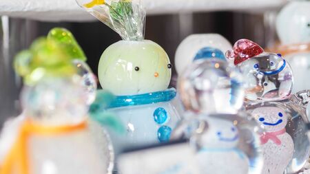Glass snowman Souvenir close upの写真素材