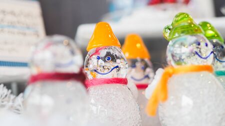 Glass snowman Souvenir close upの写真素材