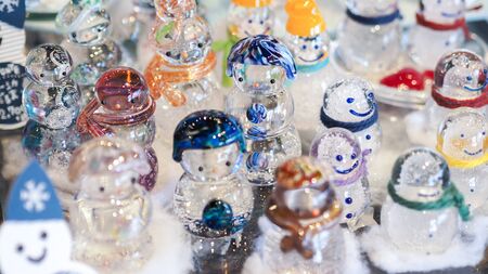 Glass snowman Souvenir close upの写真素材