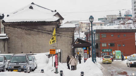 HOKKAIDO, JAPAN - FEB 11, 2019 : 
People at the shopping market, Hokkaido, Japan.のeditorial素材