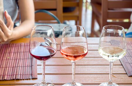 Wine glass Green grape Red wine White wineの写真素材