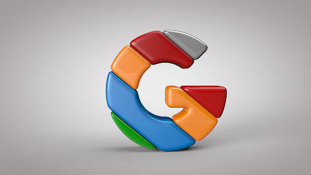 3d render Striped Letter bubble plastic on white background letters gの写真素材