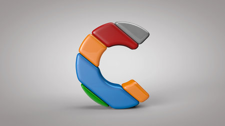 3d render Striped Letter bubble plastic on white background letters cの写真素材