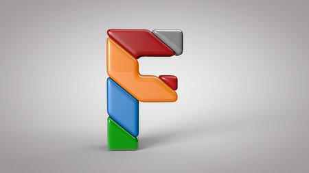 3d render Striped Letter bubble plastic on white background letters fの写真素材