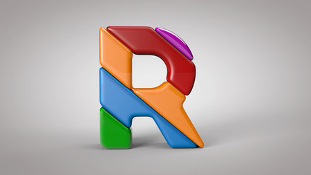 3d render Striped Letter bubble plastic on white background letters rの写真素材