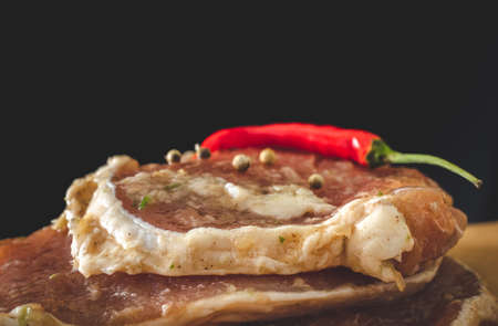 Pork with Garlic and Pepper and Fresh Red Chili Beefの写真素材