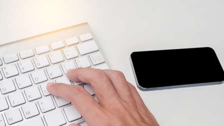 man hand on white background