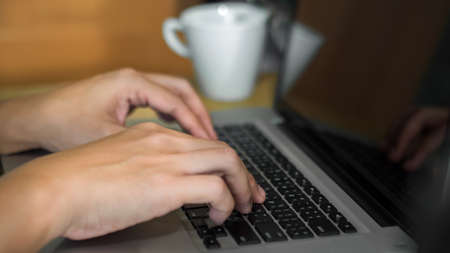 Close Up man Typing On The Keyboardの写真素材