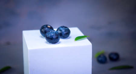 blueberry  close up on mock up black background