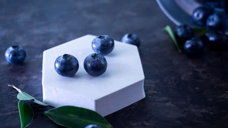blueberry  close up on black backgroundの写真素材