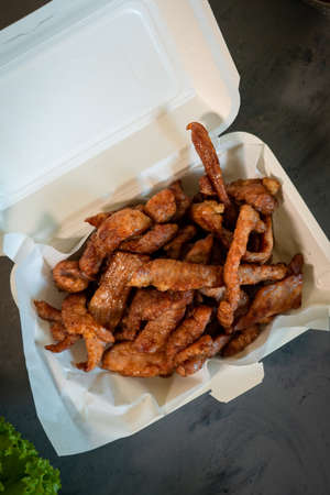 Sun-dried pork in a box top viewの写真素材