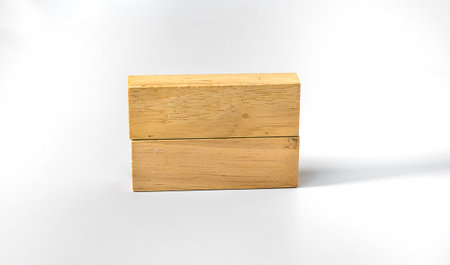 wooden block on white backgroundの写真素材
