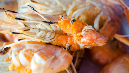 Grilled Shrimp and Shrimp Fat seafoodの写真素材