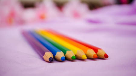 Lgbt pride and freedom, lgbt liberty feelings. colored pencils with different colored . The lgbt  is...