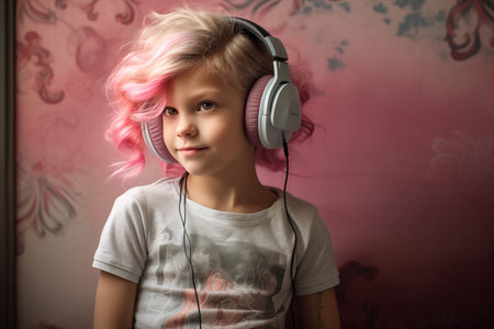 Dj girl wearing in cool clothes with headphones  Confidence and empowerment contentの素材