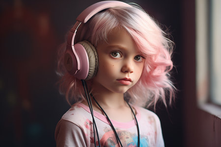 Dj girl wearing in cool clothes with headphones  Confidence and empowerment contentの素材