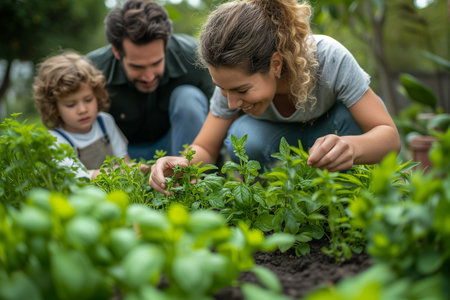 The family tried to start planting trees.Green power conceptの素材