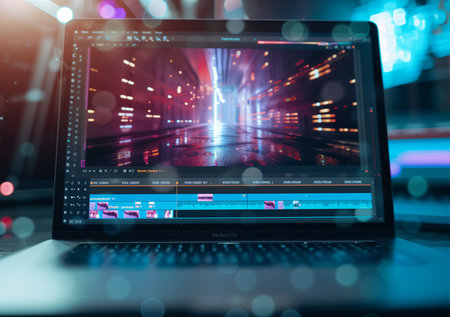 video editting timeline on the computer screenの素材