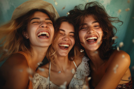 friends laughed and smiled Wonder and Joy conceptの素材