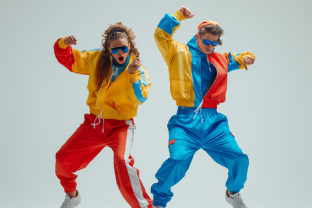 people dancing wearing 90's on white backgroundの素材