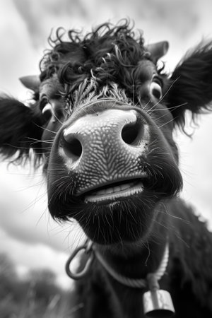 cow on farm organic conceptの素材