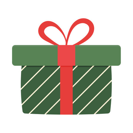 Gift box, presents isolated on white background. Colorful Christmas box with red bow conceptのイラスト素材