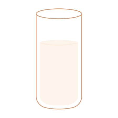 Milk glass icon, minimal flat design. Transparent glass beaker with milkのイラスト素材