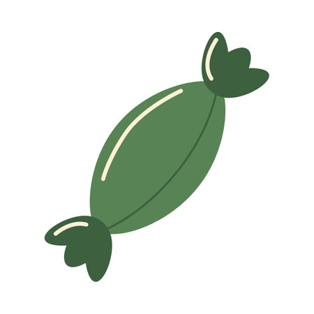 A classic candy in a green package. Sweet candy in flat style on white isolated backgroundのイラスト素材