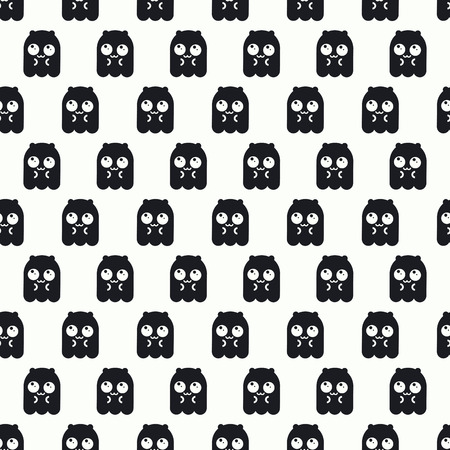 Black and white vector seamless pattern of cute octopus doodle.のイラスト素材
