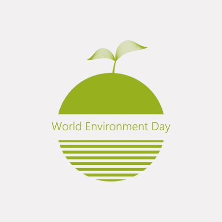 Creative vector abstract logotype for the World Environment Day with sprout and strips. EPS10のイラスト素材