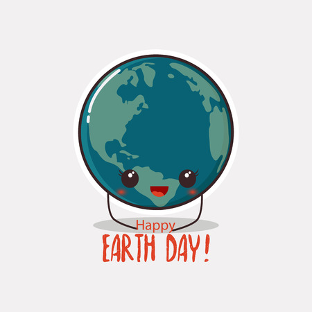 Cute Earth cartoon vector illustration for the Earth day in flat style.のイラスト素材