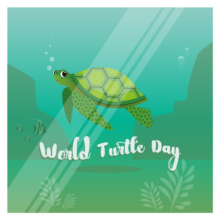 Illustration of the turtle in the ocean for the World Turtle Day 23rd of Mayの写真素材