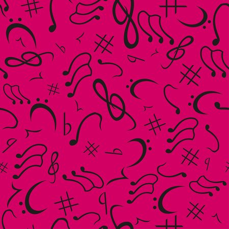 Musical Notes Seamless Pattern Red  Vector illustration with musical symbols, seamless textureのイラスト素材