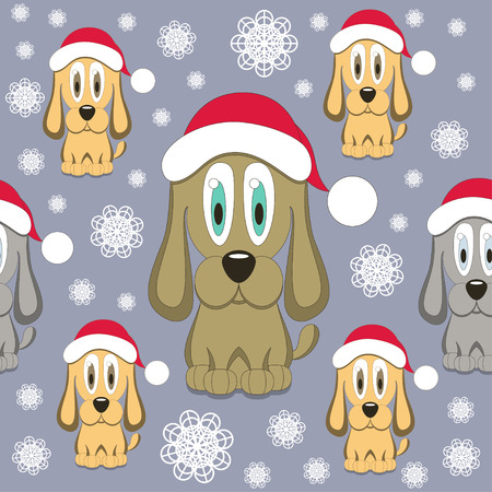 Christmas Dog Seamless Patternのイラスト素材