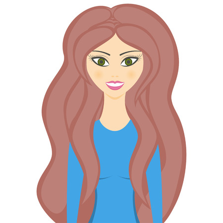 Beautiful girl with long hair, vector illustrationのイラスト素材