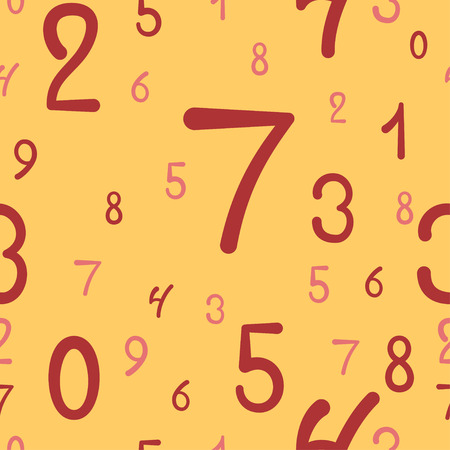 Hand-drawn numbers seamless pattern, simple background, vector illustrationのイラスト素材