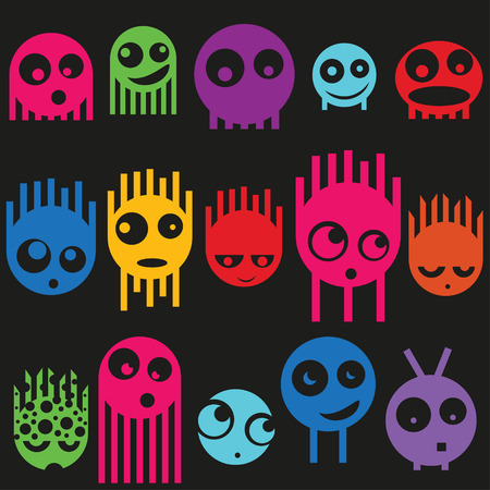 Cute monsters seamless pattern, vector illustrationのイラスト素材