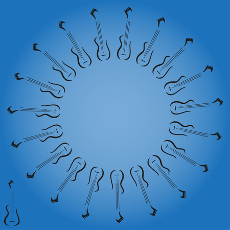 Guitar round border, guitar ornament  Vector illustrationのイラスト素材