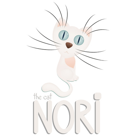 Funny White Cartoon Cat Nori Hand Drawn Text Vector Illustrationのイラスト 素材 ストックフォト 写真素材のstock Foto ストックドットフォト