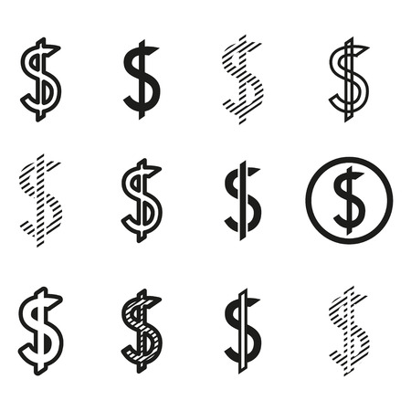 Dollars sign icon setのイラスト素材
