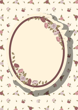 Retro frame with abstract flowers, event design template with roses, eps10のイラスト素材